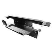 Close-up of metal bracket on white background for Rugged Ridge Winch Plate Stamped Bumper 13-18 Jeep Wrangler.