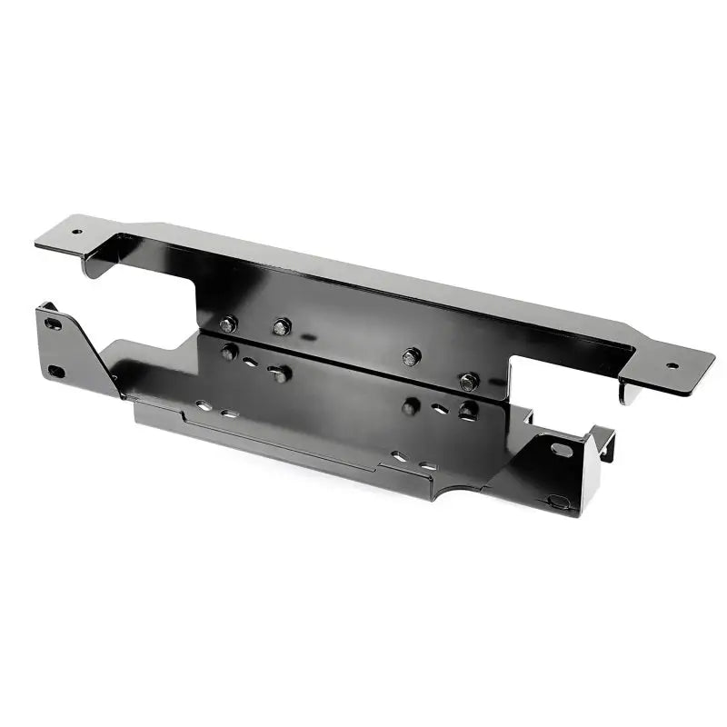 Black metal bracket with screws for Rugged Ridge Winch Plate Stamped Bumper on Jeep Wrangler