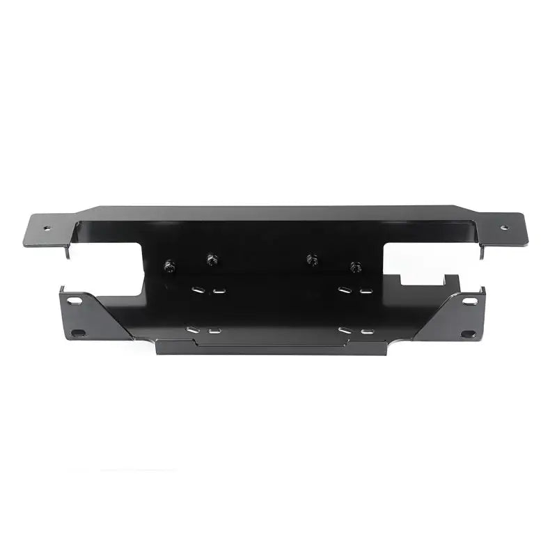 Black metal shelf with hooks for Rugged Ridge Winch Plate Bumper, Jeep Wrangler.