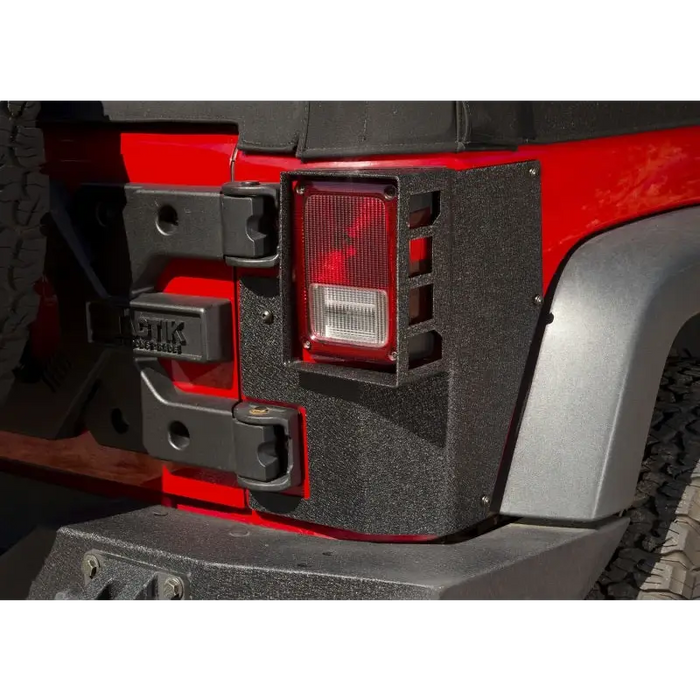 Rugged Ridge XHD Corner Guard Rear for Jeep Wrangler JK 2-Door - Red Jeep with Black Bumper and Red Tail Light