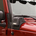 Red Jeep with black door handle featuring Rugged Ridge XHD Low-Mount Snorkel for Jeep Wrangler JK
