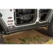 Jeep Wrangler JL 4 Door with Rugged Ridge XHD Rock Sliders featuring Jeep logo