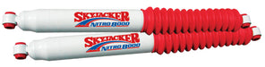 Two red and white air springs for a water hose in skyjacker 2007-2017 jeep wrangler (jk) nitro shock absorber