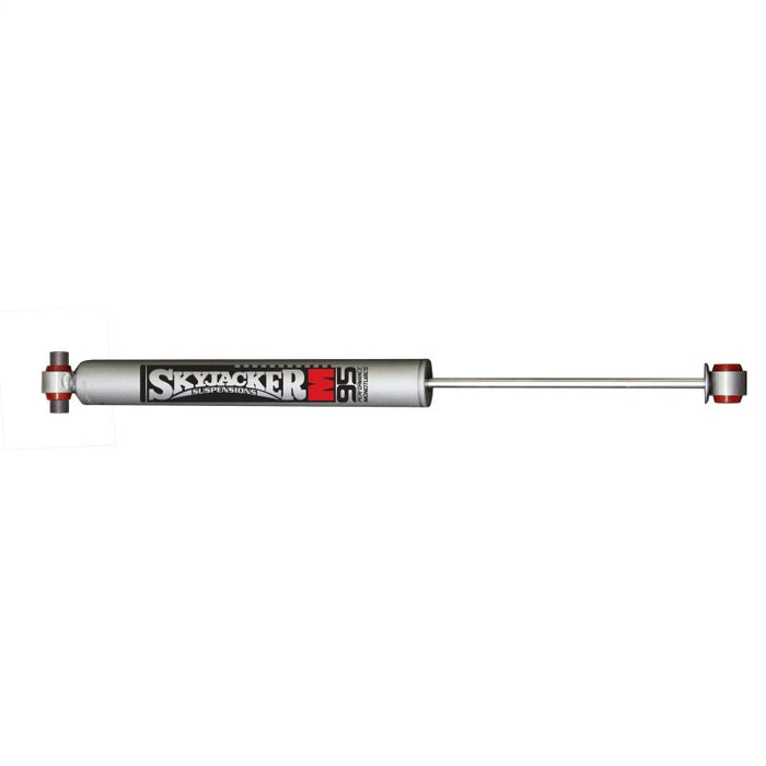 Close up view of metal rod with red handle on skyjacker 2020 jeep gladiator rubicon 4wd m95 performance shock absorber