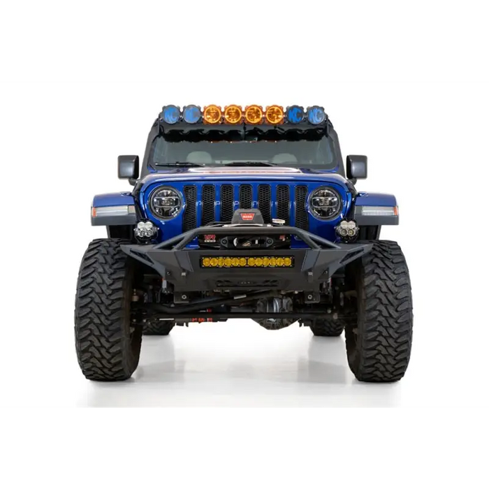 Blue Jeep Gladiator/Wrangler with Stealth Fighter bumper by Addictive Desert Designs