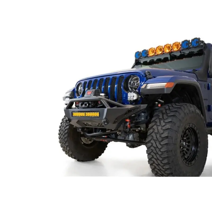 Blue Jeep Gladiator/Wrangler with Stealth Fighter Bumper and Light Bar