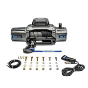 Superwinch 10000 LBS 12V DC 3/8in x 80ft Synthetic Rope SX 10000 Winch close up with cable