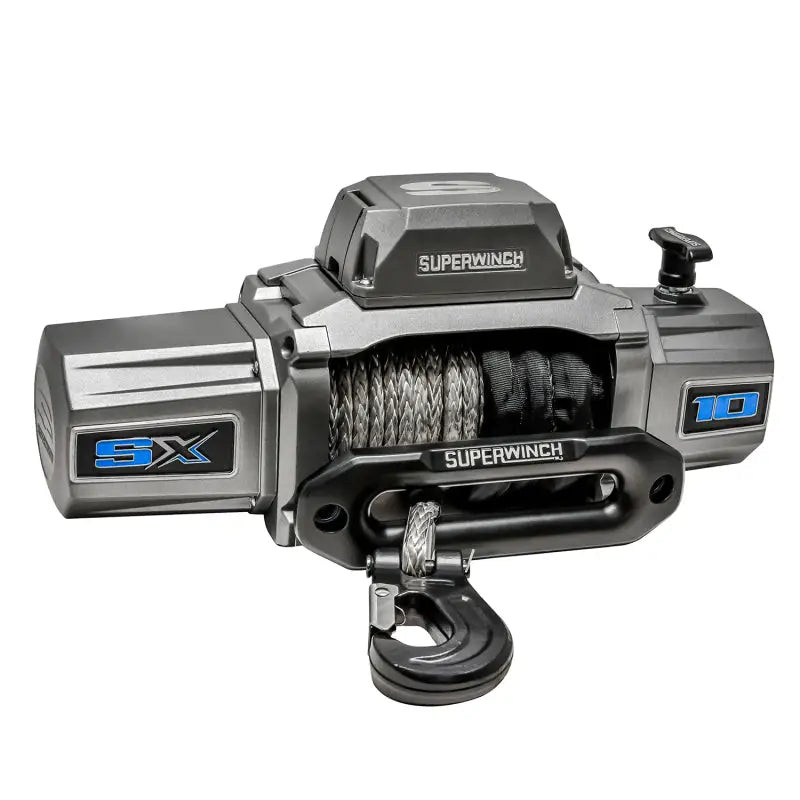Superwinch 10000 LBS 12V DC 3/8in x 80ft Synthetic Rope Winch close up