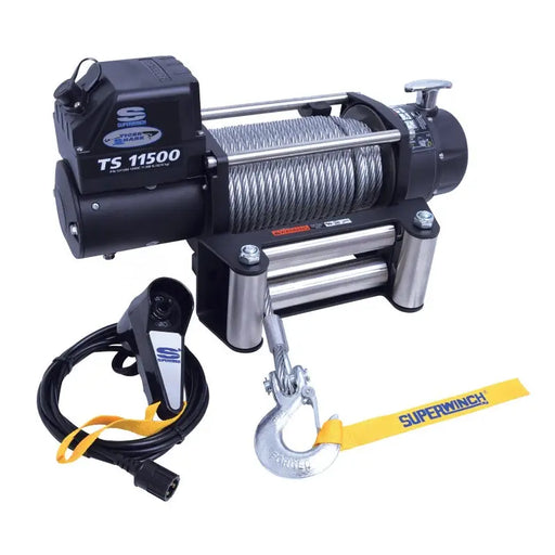 Superwinch Tiger Shark 11500 Winch with 3/8in x 84ft Steel Rope and Hand Strap