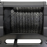 Black rope reel with handle on Superwinch 18000SR Tiger Shark 18000SR Winch.