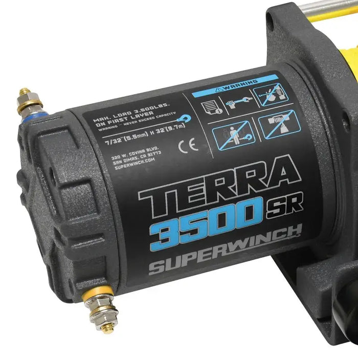 Black and yellow air pump with hose for Superwinch 3500SR Terra series winch