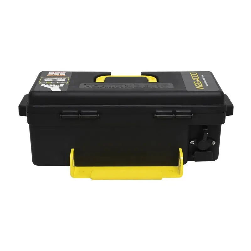 Stanley Stanley’s tool box displayed in Superwinch 4000 LBS 12V DC 3/16in x 50ft Synthetic Rope Winch