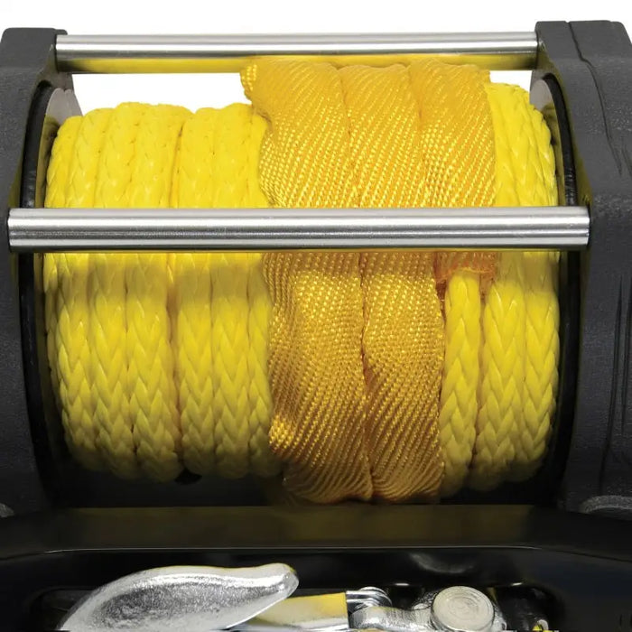 Yellow rope being pulled by Terra 4500SR Winch - part of Superwinch Terra Series winches.
