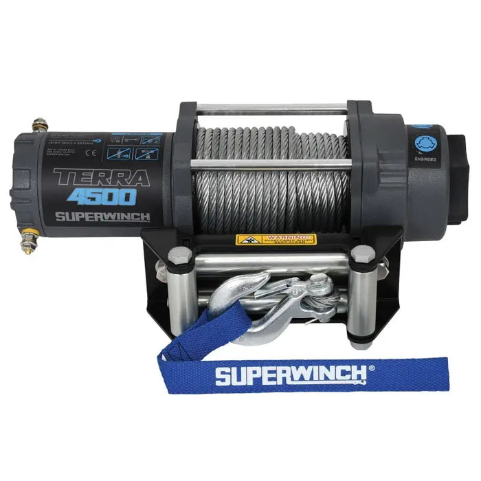 Superwinch Terra 4500 winch with steel rope & gray wrinkle finish