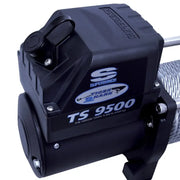 Black air pump with hose attached in Superwinch Tiger Shark 9500 Winch.
