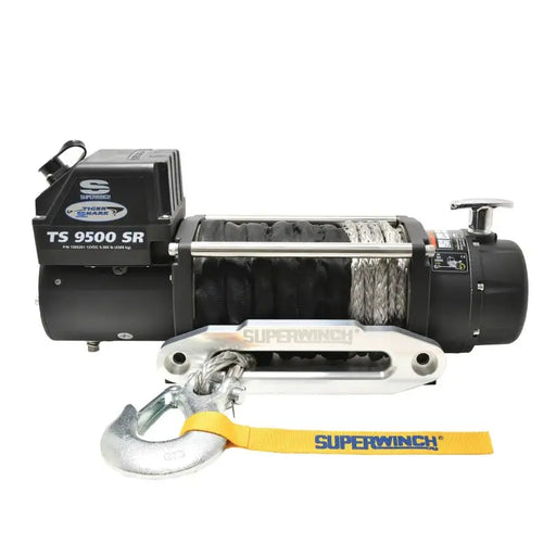 Superwinch 9500 LBS 12V DC 3/8in x 80ft Synthetic Rope Tiger Shark 9500 Winch with Win Rope