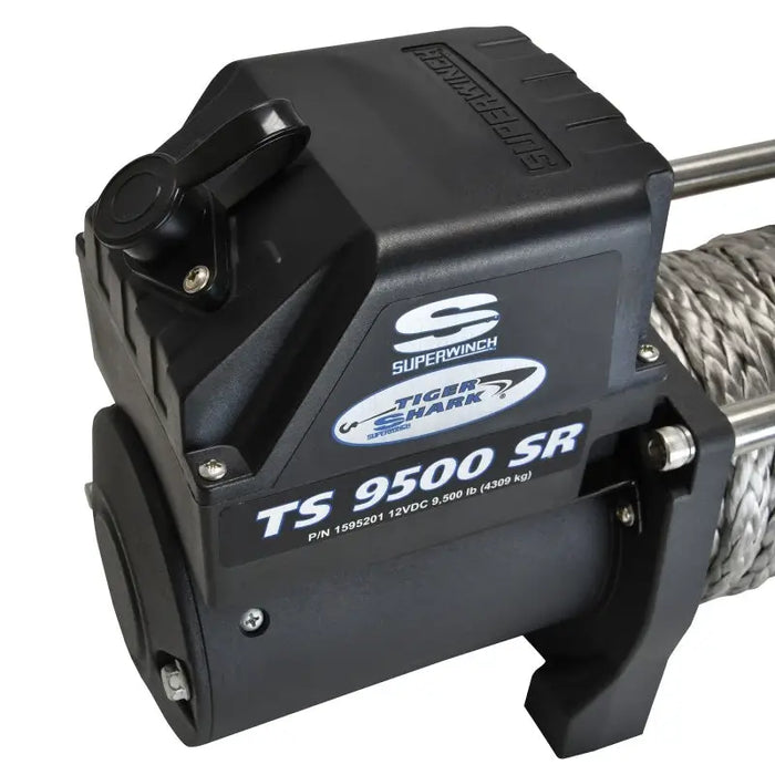 Superwinch 9500 LBS 12V DC 3/8in x 80ft Synthetic Rope Tiger Shark 9500 Winch with cable attached
