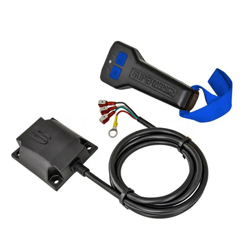 Superwinch Wireless Remote Control Kit with black remote control and blue cable