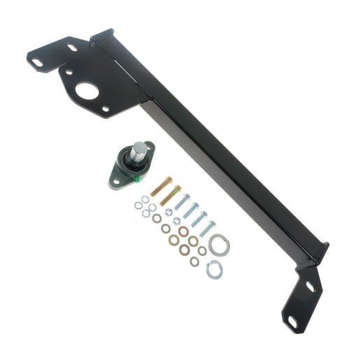 Black metal door handle with screw, part of synergy 4x4 steering box brace for dodge ram