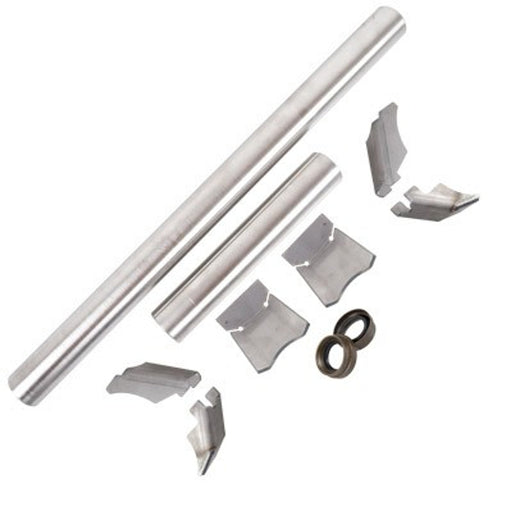 Close up of metal tube and pieces for synergy 07-18 jeep wrangler jk/jku d44 axle assurance kit
