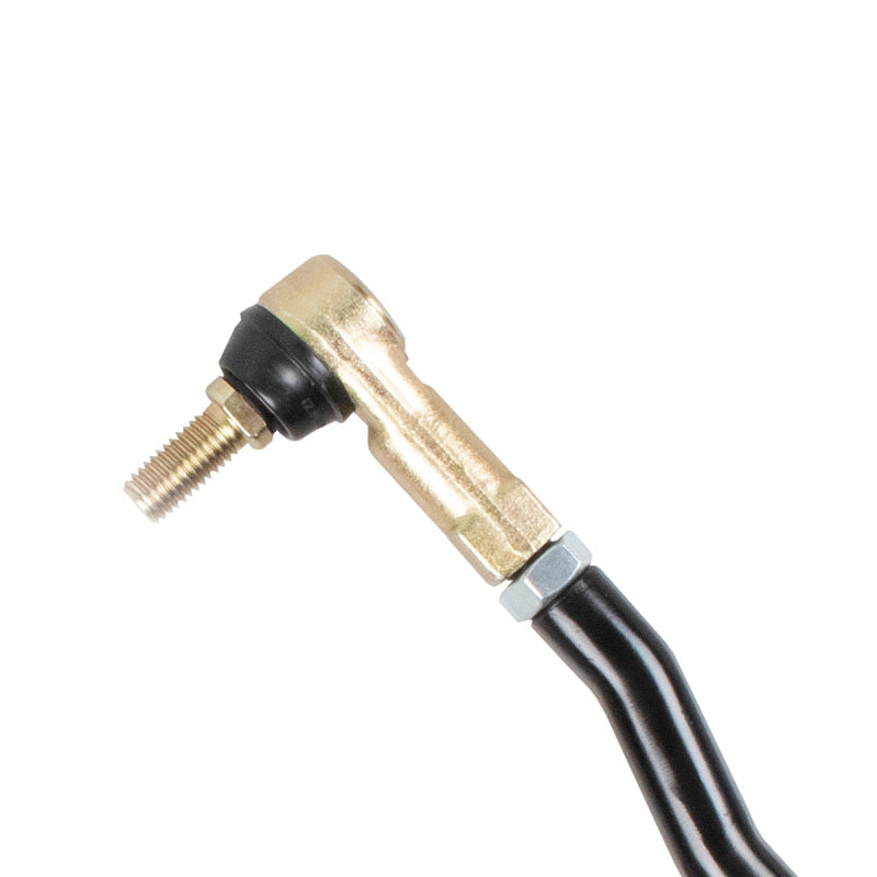 Close up of black and gold hose with brass handle on synergy 2018+ jeep wrangler jl/jlu / 2020+ jt front sway bar