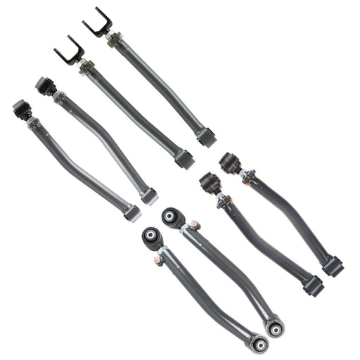 Bmw e-type front and rear suspensions displayed in synergy 2018+ wrangler jl/jlu adjustable control arm kit