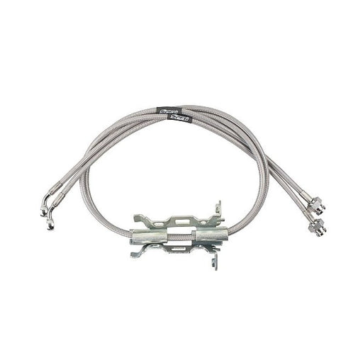 Synergy jeep jl/jlu/jt front brake lines with silver hose and handle