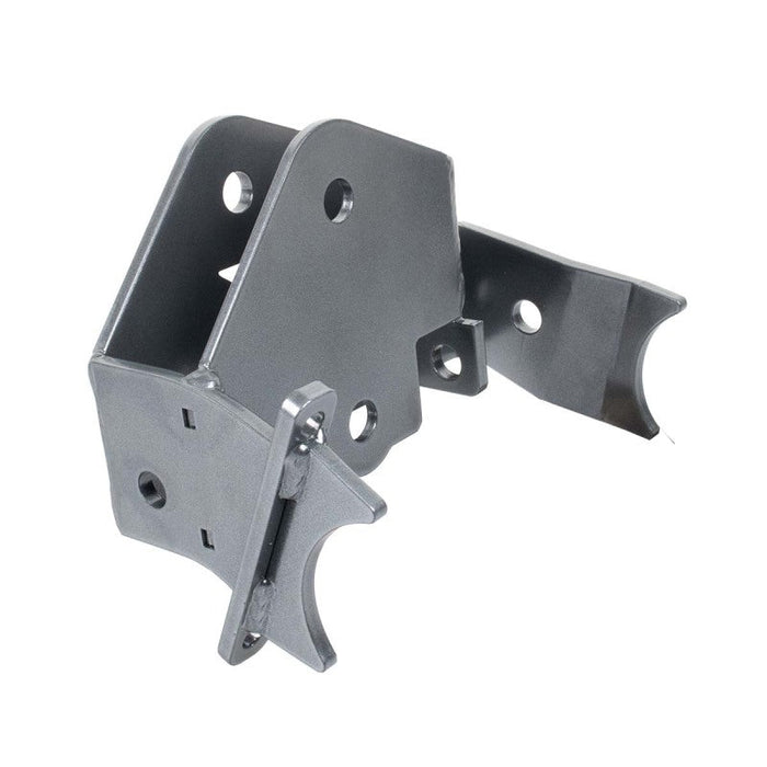 Synergy jeep jl/jt front track bar relocation bracket - black metal bracket on white background