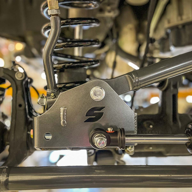 Close up of synergy jeep jl/jt steering correction kit metal object