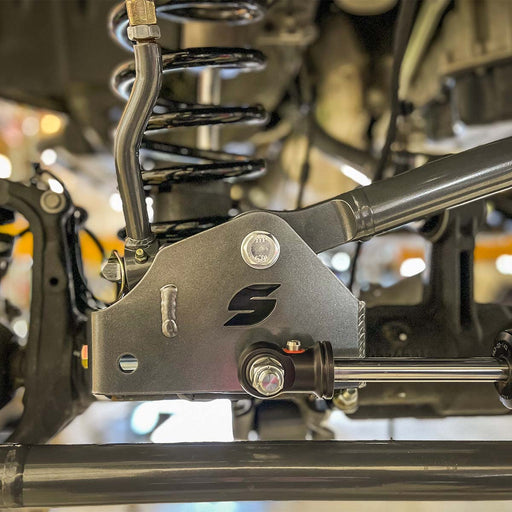 Close up of synergy jeep jl/jt steering correction kit metal object