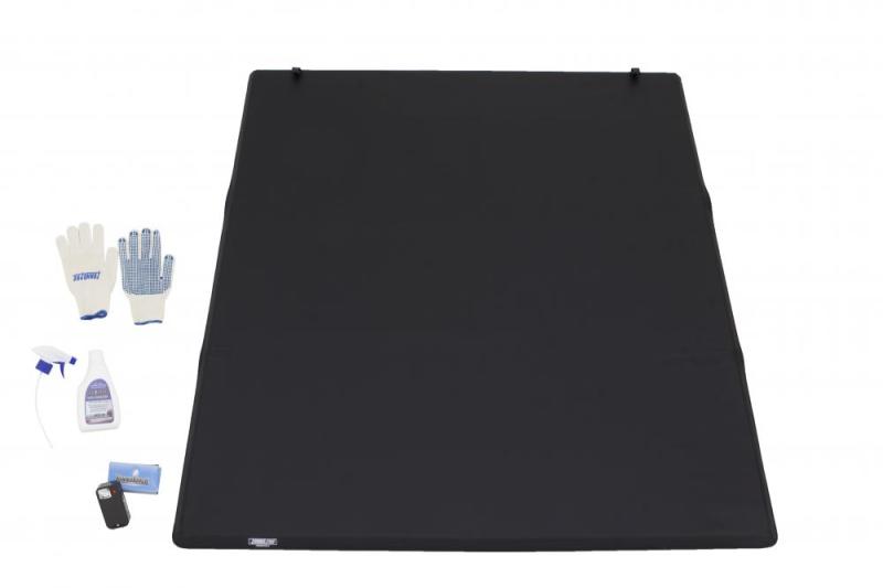 Tonno pro lo-roll tonneau cover with cleaning gloves and black mat