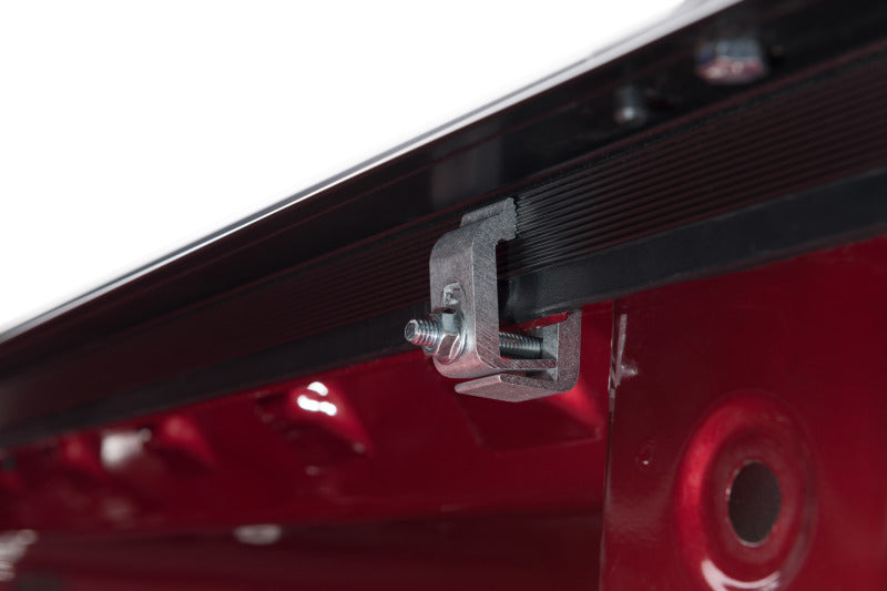 Red metal door featured in tonno pro 16-19 toyota tacoma 6ft fleetside lo-roll tonneau cover