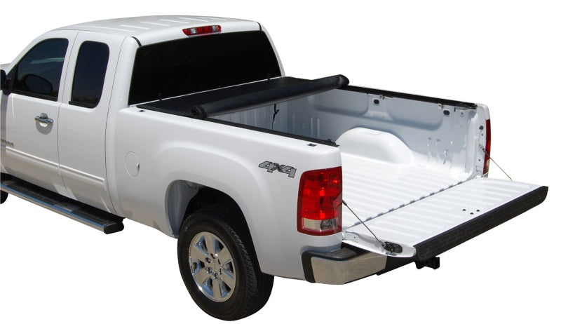 Tonno pro lo-roll tonneau cover for toyota tacoma with black bed cover