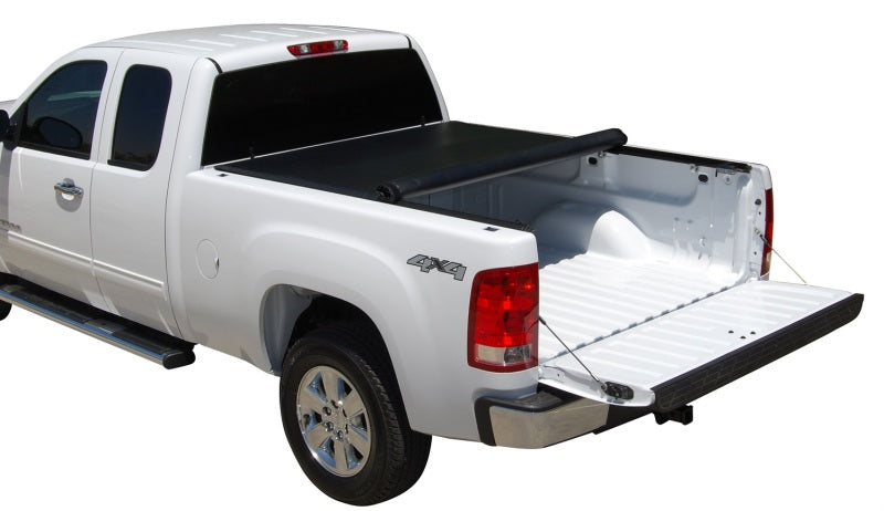 Tonno pro lo-roll tonneau cover for toyota tacoma with black bed cover