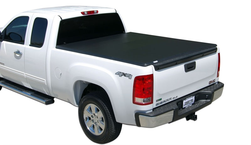Tonno pro tri-fold tonneau cover for 95-04 toyota tacoma with black cover on truck bed