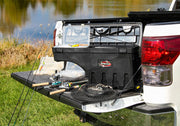 ’black smooth swing case with fishing rod holder for toyota tacoma truck bed’