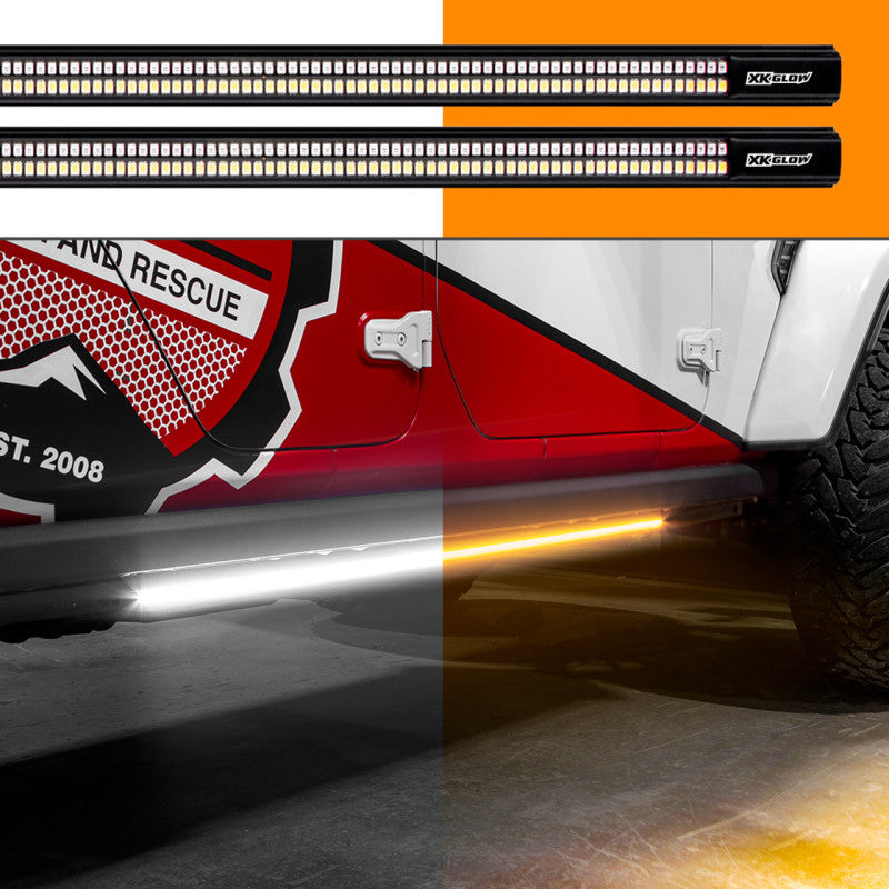 Xk glow truck running board light with turn signal 2x60in white and amber