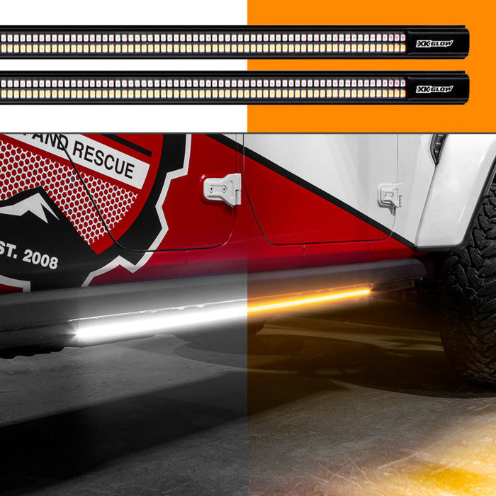 Xk glow truck running board light with turn signal 2x60in white and amber