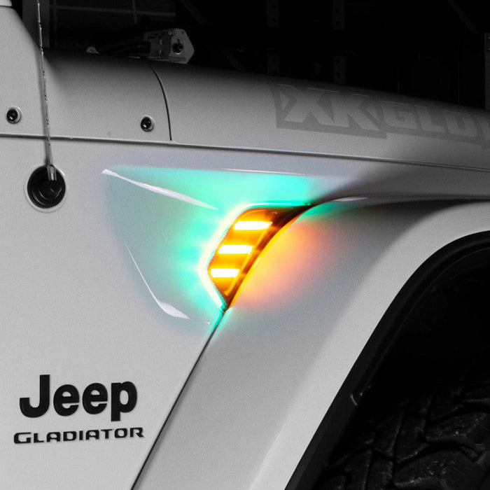 Xk glow xkchrome jeep air vent light with green glow and turn signal