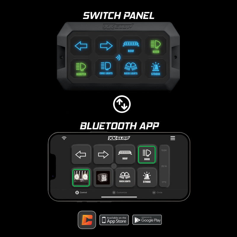 Xk glow xkcommand bluetooth switch panel for lights offroad