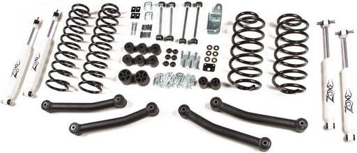 Zone offroad 03-06 jeep tj 4in suspension system front suspension kit displayed