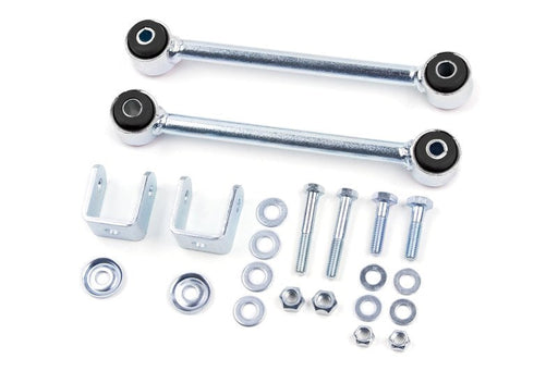 Zone offroad 84-01 jeep cherokee xj 4.5in sway bar links metal parts on white surface