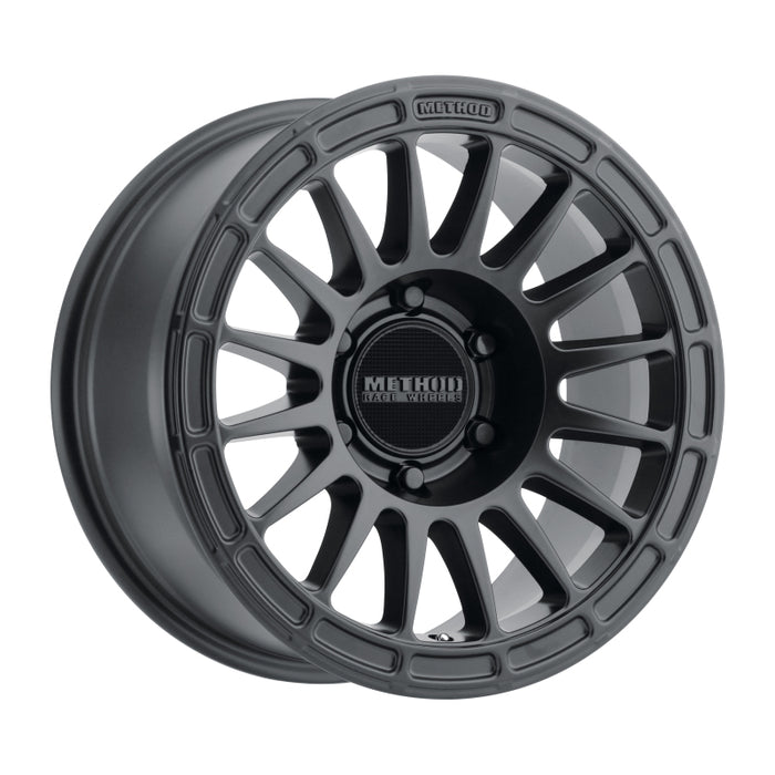 Method mr314 17x7 matte black wheel on white background