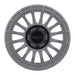 Method mr314 17x8 gloss titanium wheel with black and gray spokes.