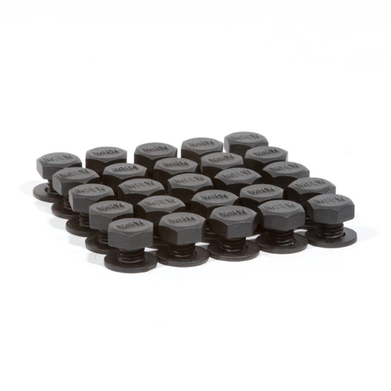 Method lip bolt matte black street kit - pile of black plastic screws