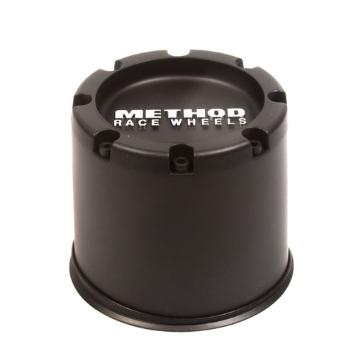Method cap 1524 - 108mm black metal container with white logo