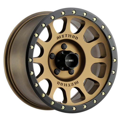 Method mr305 nv 17x8.5 0mm offset 5x150 street loc wheel with black and gold rim
