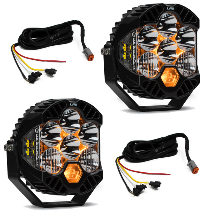 Black and orange LED lights in Baja Designs Rubicon Steel Bumper LED Light Kit LP6