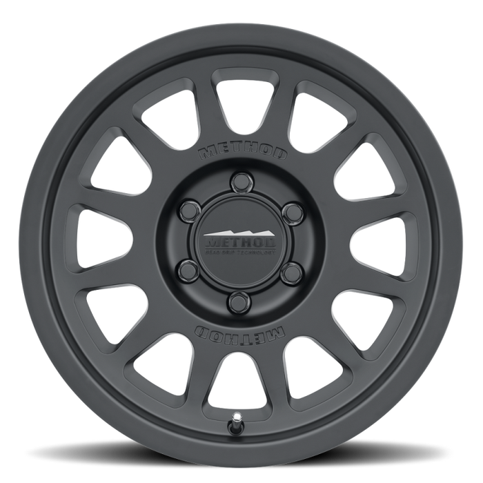 Method mr703 16x8 matte black wheel with spoke on white background