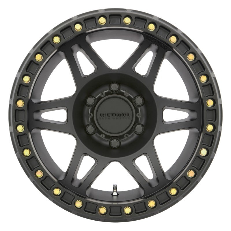 Method mr106 beadlock 17x9 matte black wheel with gold studs
